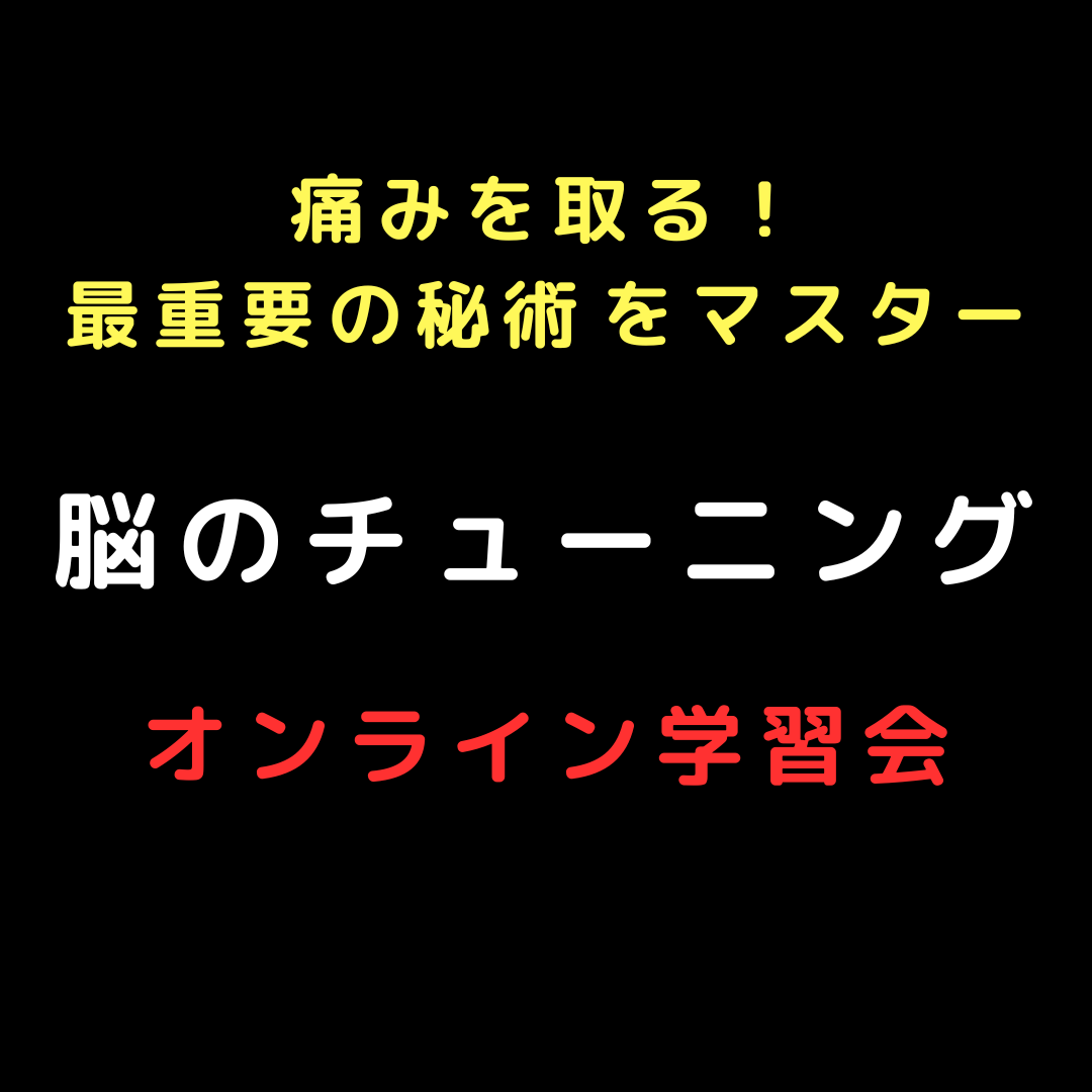 痛みを取る！最重要の秘術をマスター　「脳のチューニング」　オンライン学習会（1月2日） 