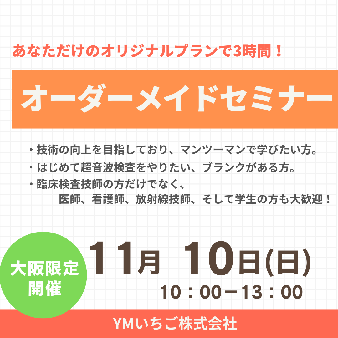 【初心者歓迎！日程自由！】１１月オーダーメイド超音波検査ハンズオンセミナー 